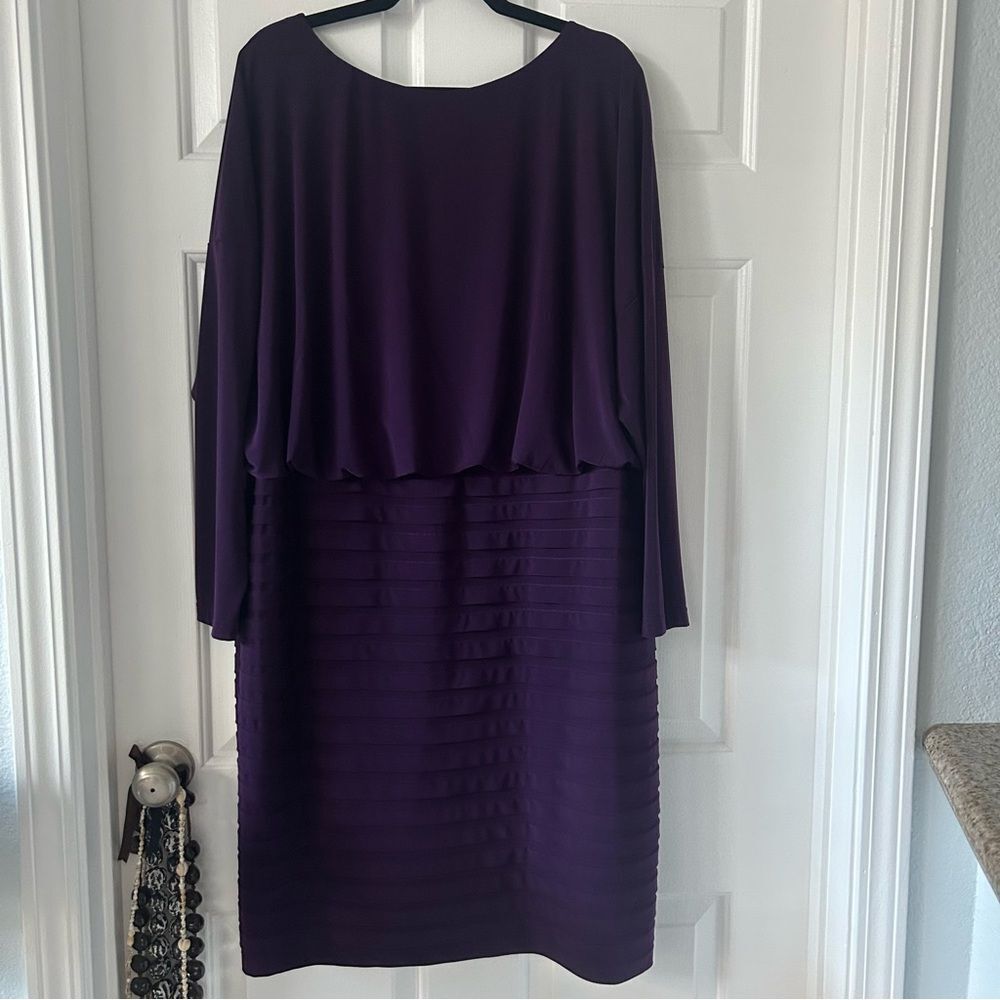 Adrianna Papell Long Sleeve Dress with Round Neckline